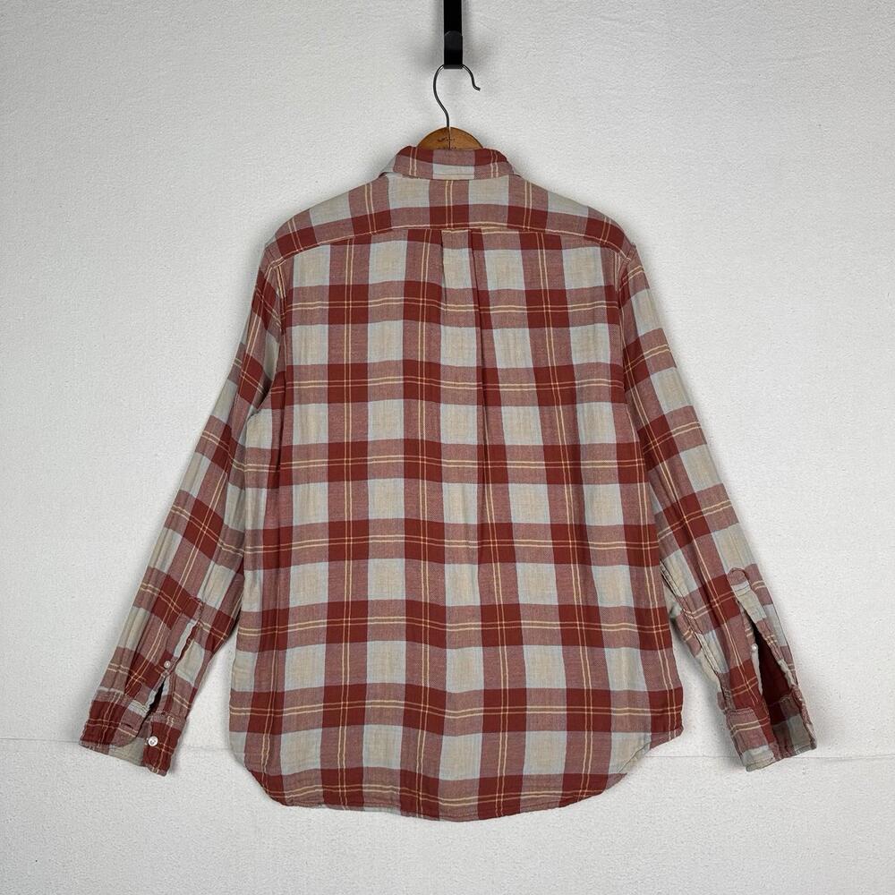 J.Crew Shirt Men’s L Double Weave Slim Fit Plaid Shirt Burnt Orange Red - Picture 8 of 9